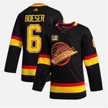 Men's Vancouver Canucks #6 Brock Boeser 50th Anniversary Black Stitched Jersey Men's Vancouver Canucks #6 Brock Boeser 50th Anniversary Black Stitched Jersey