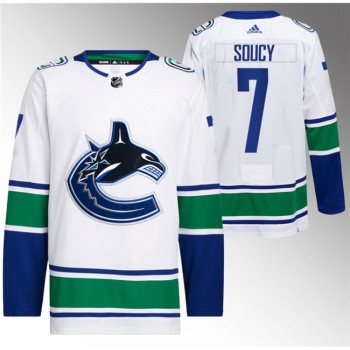 Men's Vancouver Canucks #7 Carson Soucy White Stitched Jersey Men's Vancouver Canucks #7 Carson Soucy White Stitched Jersey
