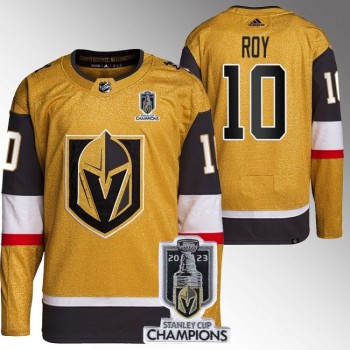 Men's Vegas Golden Knights #10 Nicolas Roy Gold 2023 Stanley Cup Champions Stitched Jersey Men's Vegas Golden Knights #10 Nicolas Roy Gold 2023 Stanley Cup Champions Stitched Jersey
