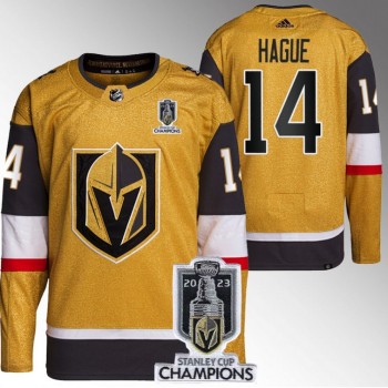 Men's Vegas Golden Knights #14 Nicolas Hague Gold 2023 Stanley Cup Champions Stitched Jersey Men's Vegas Golden Knights #14 Nicolas Hague Gold 2023 Stanley Cup Champions Stitched Jersey