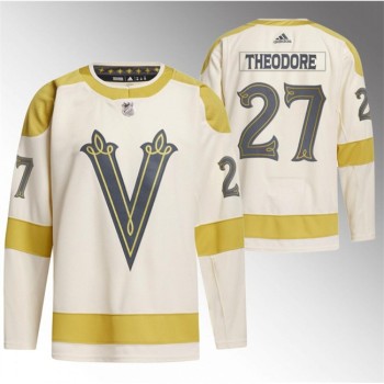 Men's Vegas Golden Knights #27 Shea Theodore Cream 2024 Winter Classic Breakaway Stitched Jersey Men's Vegas Golden Knights #27 Shea Theodore Cream 2024 Winter Classic Breakaway Stitched Jersey