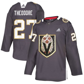 Men's Vegas Golden Knights #27 Shea Theodore Grey Latino Heritage Night Stitched NHL Jersey Men's Vegas Golden Knights #27 Shea Theodore Grey Latino Heritage Night Stitched NHL Jersey