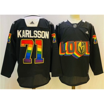 Men's Vegas Golden Knights #71 William Karlsson 2022 Black Pride night Stitched Jersey Men's Vegas Golden Knights #71 William Karlsson 2022 Black Pride night Stitched Jersey