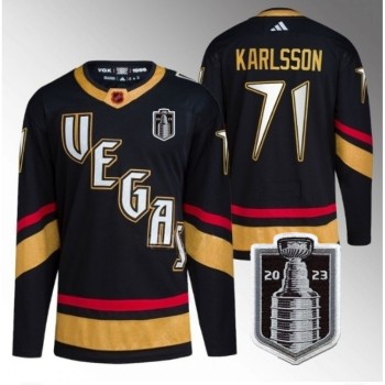 Men's Vegas Golden Knights #71 William Karlsson Black 2023 Stanley Cup Final Stitched Jersey Men's Vegas Golden Knights #71 William Karlsson Black 2023 Stanley Cup Final Stitched Jersey