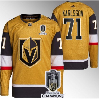 Men's Vegas Golden Knights #71 William Karlsson Gold 2023 Stanley Cup Champions Stitched Jersey Men's Vegas Golden Knights #71 William Karlsson Gold 2023 Stanley Cup Champions Stitched Jersey