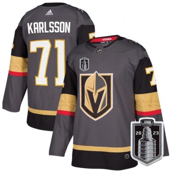Men's Vegas Golden Knights #71 William Karlsson Gray 2023 Stanley Cup Final Stitched Jersey Men's Vegas Golden Knights #71 William Karlsson Gray 2023 Stanley Cup Final Stitched Jersey