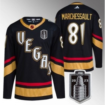 Men's Vegas Golden Knights #81 Jonathan Marchessault Black 2023 Stanley Cup Final Stitched Jersey Men's Vegas Golden Knights #81 Jonathan Marchessault Black 2023 Stanley Cup Final Stitched Jersey