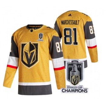 Men's Vegas Golden Knights #81 Jonathan Marchessault Gold 2023 Stanley Cup Champions Stitched Jersey Men's Vegas Golden Knights #81 Jonathan Marchessault Gold 2023 Stanley Cup Champions Stitched Jersey