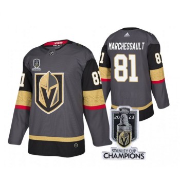 Men's Vegas Golden Knights #81 Jonathan Marchessault Gray 2023 Stanley Cup Champions Stitched Jersey Men's Vegas Golden Knights #81 Jonathan Marchessault Gray 2023 Stanley Cup Champions Stitched Jersey
