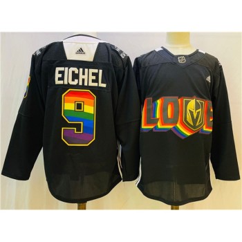 Men's Vegas Golden Knights #9 Jack Eichel 2022 Black Pride night Stitched Jersey Men's Vegas Golden Knights #9 Jack Eichel 2022 Black Pride night Stitched Jersey