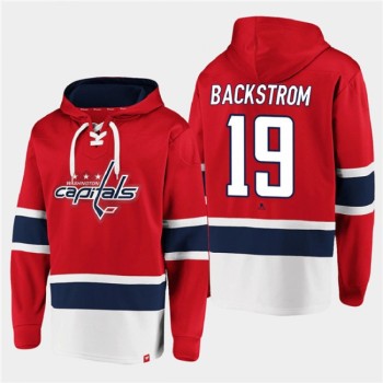 Men's Washington Capitals #19 Nicklas Backstrom Red All Stitched Sweatshirt Hoodie Men's Washington Capitals #19 Nicklas Backstrom Red All Stitched Sweatshirt Hoodie