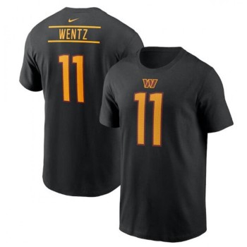 Men's Washington Commanders #11 Carson Wentz 2022 Black Name & Number T-Shirt Men's Washington Commanders #11 Carson Wentz 2022 Black Name & Number T-Shirt