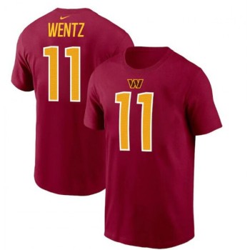 Men's Washington Commanders #11 Carson Wentz 2022 Red Name & Number T-Shirt Men's Washington Commanders #11 Carson Wentz 2022 Red Name & Number T-Shirt