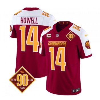 Men's Washington Commanders #14 Sam Howell Burgundy/White 2023 F.U.S.E. With 1-Star C Patch 90th Anniversary Vapor Limited Stitched Football Jersey Men's Washington Commanders #14 Sam Howell Burgundy/White 2023 F.U.S.E. With 1-Star C Patch 90th Anniversary Vapor Limited Stitched Football Jersey