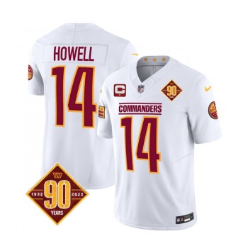 Men's Washington Commanders #14 Sam Howell White 2023 F.U.S.E. With 1-Star C Patch 90th Anniversary Vapor Limited Stitched Football Jersey Men's Washington Commanders #14 Sam Howell White 2023 F.U.S.E. With 1-Star C Patch 90th Anniversary Vapor Limited Stitched Football Jersey
