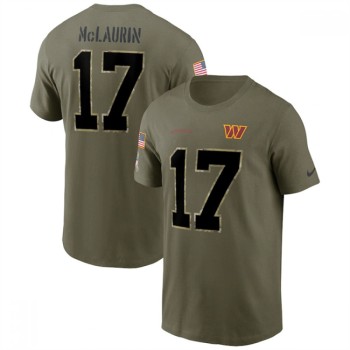 Men's Washington Commanders #17 Terry McLaurin 2022 Olive Salute to Service T-Shirt Men's Washington Commanders #17 Terry McLaurin 2022 Olive Salute to Service T-Shirt