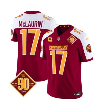 Men's Washington Commanders #17 Terry McLaurin Burgundy/White 2023 F.U.S.E. 90th Anniversary Vapor Limited Stitched Football Jersey Men's Washington Commanders #17 Terry McLaurin Burgundy/White 2023 F.U.S.E. 90th Anniversary Vapor Limited Stitched Football Jersey