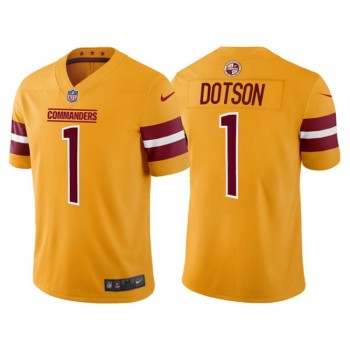Men's Washington Commanders #1 Jahan Dotson Gold Vapor Untouchable Stitched Football Jersey Men's Washington Commanders #1 Jahan Dotson Gold Vapor Untouchable Stitched Football Jersey