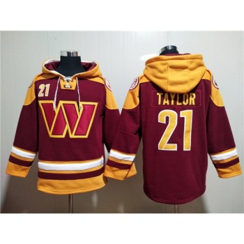Men's Washington Commanders #21 Sean Taylor Burgundy Lace-Up Pullover Hoodie Men's Washington Commanders #21 Sean Taylor Burgundy Lace-Up Pullover Hoodie