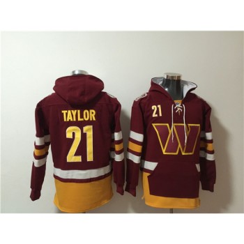 Men's Washington Commanders #21 Sean Taylor Yellow/Burgundy Lace-Up Pullover Hoodie Men's Washington Commanders #21 Sean Taylor Yellow/Burgundy Lace-Up Pullover Hoodie