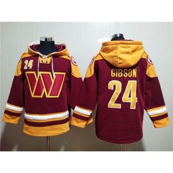 Men's Washington Commanders #24 Antonio Gibson Burgundy Lace-Up Pullover Hoodie Men's Washington Commanders #24 Antonio Gibson Burgundy Lace-Up Pullover Hoodie