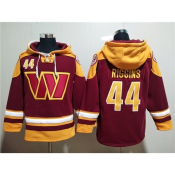 Men's Washington Commanders #44 John Riggins Burgundy Lace-Up Pullover Hoodie Men's Washington Commanders #44 John Riggins Burgundy Lace-Up Pullover Hoodie