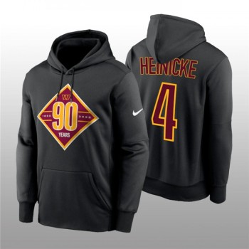 Men's Washington Commanders #4 Taylor Heinicke Black 90th Anniversary Performance Pullover Hoodie Men's Washington Commanders #4 Taylor Heinicke Black 90th Anniversary Performance Pullover Hoodie