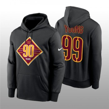Men's Washington Commanders #99 Chase Young Black 90th Anniversary Performance Pullover Hoodie Men's Washington Commanders #99 Chase Young Black 90th Anniversary Performance Pullover Hoodie