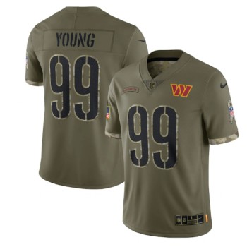 Men's Washington Commanders #99 Chase Young Olive 2022 Salute To Service Limited Stitched Jersey Men's Washington Commanders #99 Chase Young Olive 2022 Salute To Service Limited Stitched Jersey