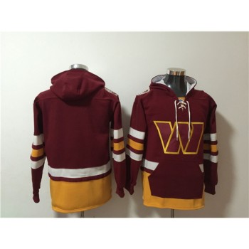 Men's Washington Commanders Blank Burgundy Lace-Up Pullover Hoodie Men's Washington Commanders Blank Burgundy Lace-Up Pullover Hoodie