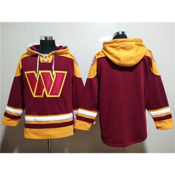 Men's Washington Commanders Blank Burgundy Lace-Up Pullover Hoodie Men's Washington Commanders Blank Burgundy Lace-Up Pullover Hoodie