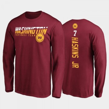Men's Washington Football Team #7 Dwayne Haskins Jr. 2020 Burgundy Disrupt Mascot Long Sleeve T-shirt Men's Washington Football Team #7 Dwayne Haskins Jr. 2020 Burgundy Disrupt Mascot Long Sleeve T-shirt