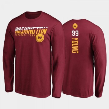 Men's Washington Football Team #99 Chase Young 2020 Burgundy Disrupt Mascot Long Sleeve T-shirt Men's Washington Football Team #99 Chase Young 2020 Burgundy Disrupt Mascot Long Sleeve T-shirt