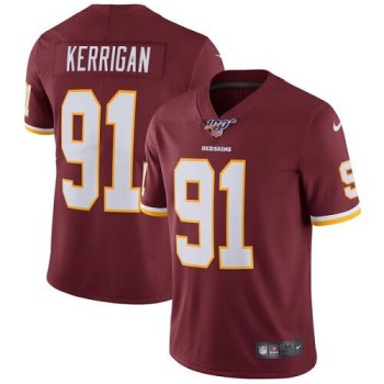Men's Washington Redskins #91 Ryan Kerrigan Red 2019 100th season Vapor Untouchable Limited Stitched NFL Jersey Men's Washington Redskins #91 Ryan Kerrigan Red 2019 100th season Vapor Untouchable Limited Stitched NFL Jersey