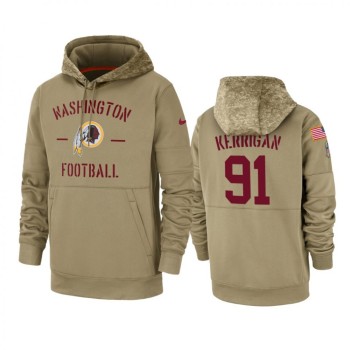 Men's Washington Redskins #91 Ryan Kerrigan Tan 2019 Salute to Service Sideline Therma Pullover Hoodie Men's Washington Redskins #91 Ryan Kerrigan Tan 2019 Salute to Service Sideline Therma Pullover Hoodie