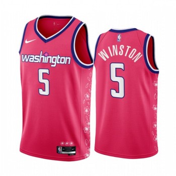 Men's Washington Wizards #5 Cassius Winston 2022/23 Pink Cherry Blossom City Edition Limited Stitched Basketball Jersey Men's Washington Wizards #5 Cassius Winston 2022/23 Pink Cherry Blossom City Edition Limited Stitched Basketball Jersey