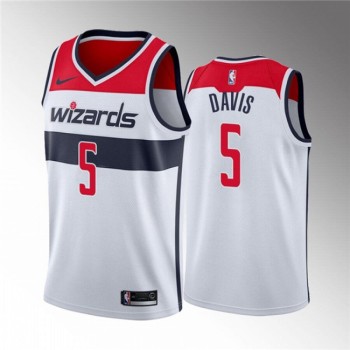 Men's Washington Wizards #5 Johnny Davis White Association Edition Stitched Jersey Men's Washington Wizards #5 Johnny Davis White Association Edition Stitched Jersey