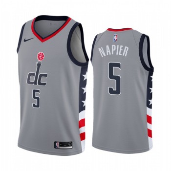 Men's Washington Wizards #5 Shabazz Napier Grey City Edition Stitched Jersey Men's Washington Wizards #5 Shabazz Napier Grey City Edition Stitched Jersey