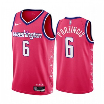 Men's Washington Wizards #6 Kristaps Porzingis 2022/23 Pink Cherry Blossom City Edition Limited Stitched Basketball Jersey Men's Washington Wizards #6 Kristaps Porzingis 2022/23 Pink Cherry Blossom City Edition Limited Stitched Basketball Jersey