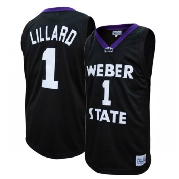 Men's Weber State Wildcats #1 Damien Lillard Black Stitched Basketball Jersey