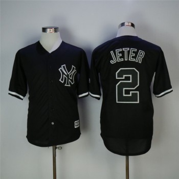 Men's New York Yankees #2 Derek Jeter Black Cool Base Stitched MLB Jersey Men's New York Yankees #2 Derek Jeter Black Cool Base Stitched MLB Jersey