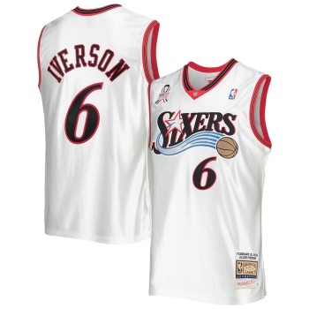 Men's Eastern Conference #6 Allen Iverson White Hardwood Classics 2002 NBA All-Star Game Authentic Jersey Men's Eastern Conference #6 Allen Iverson White Hardwood Classics 2002 NBA All-Star Game Authentic Jersey
