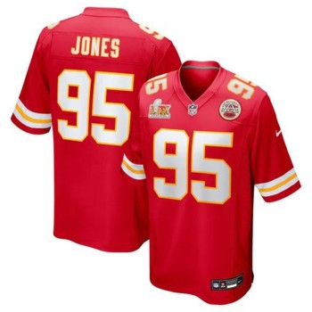 Men's Kansas City Chiefs Chris Jones Red Super Bowl LIX Game Jersey Men's Kansas City Chiefs Chris Jones Red Super Bowl LIX Game Jersey