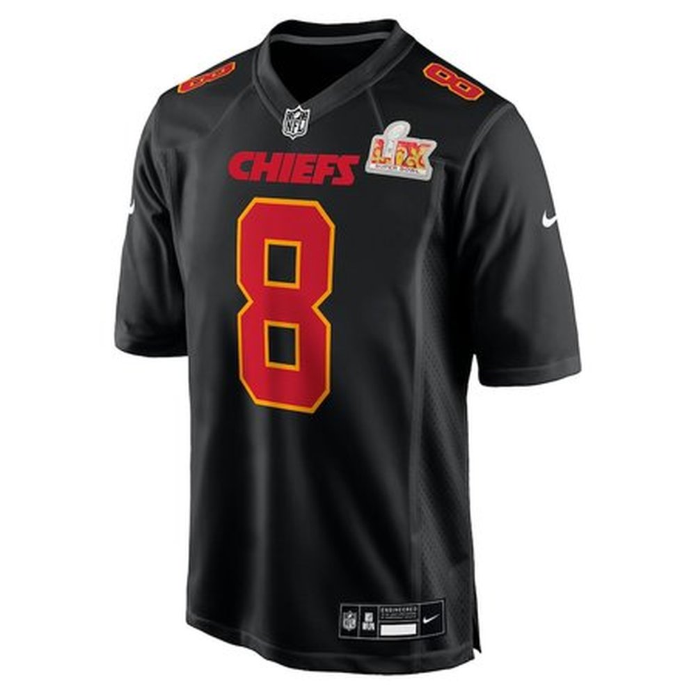 Men's Kansas City Chiefs #8 DeAndre Hopkins Carbon Black Super Bowl LIX Fashion Game Jersey