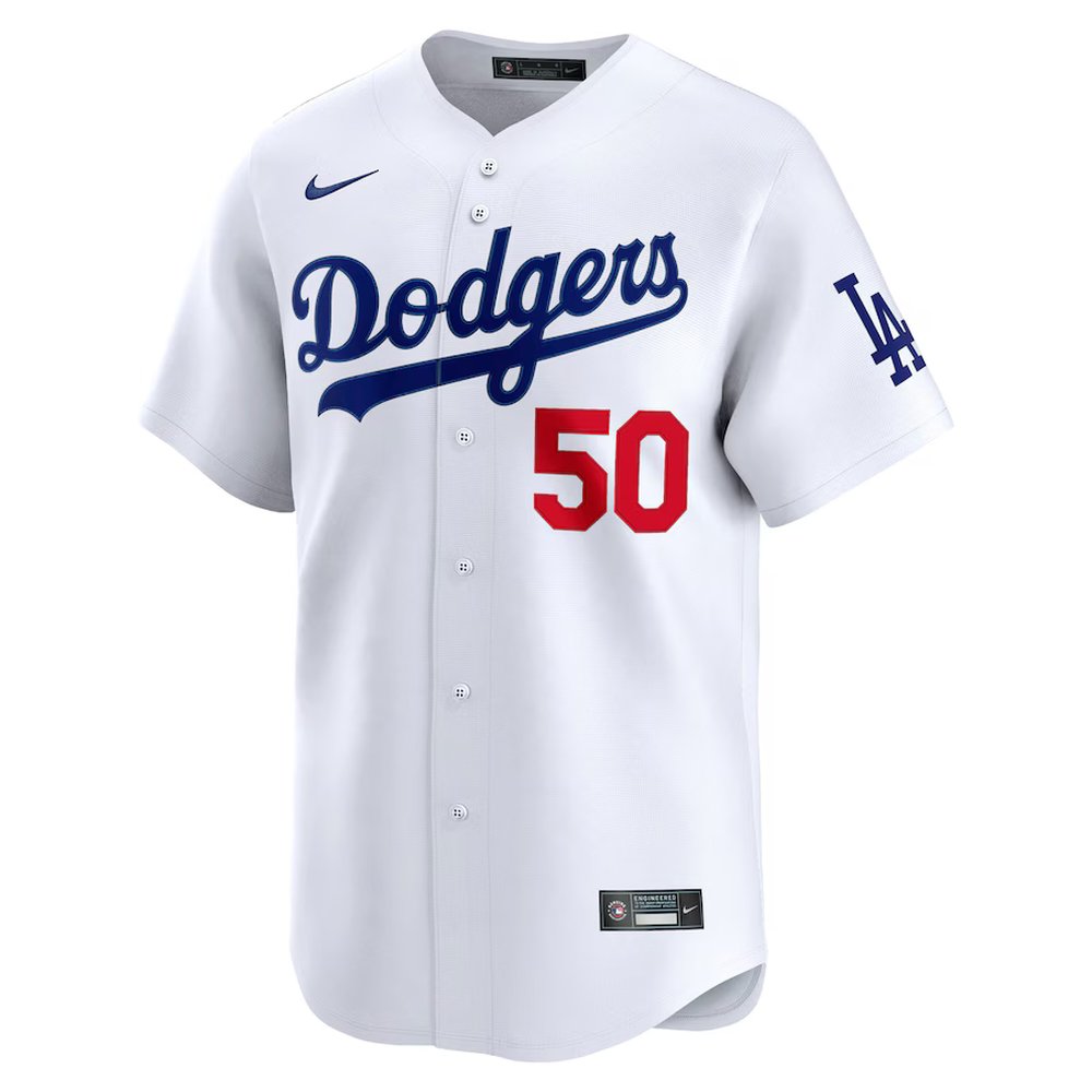 Men's Los Angeles Dodgers #50 Mookie Betts White Home Limited Player Jersey