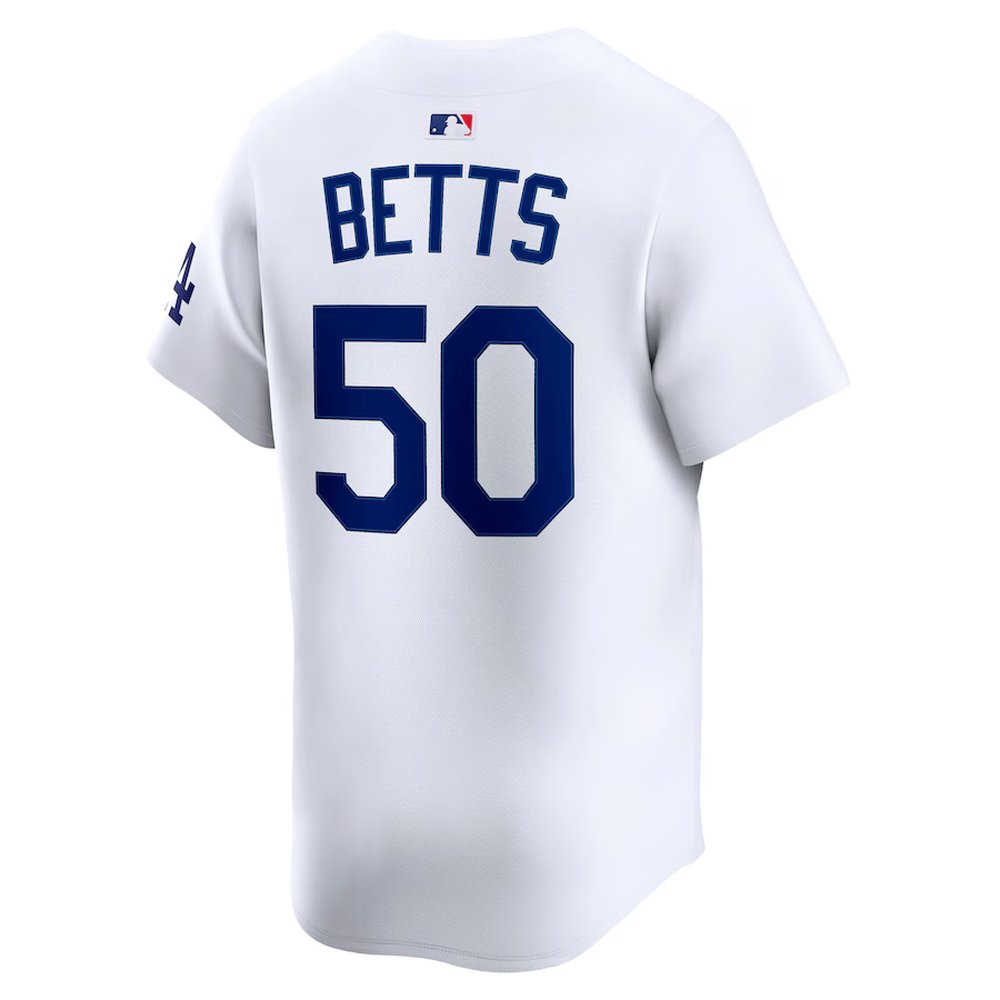 Men's Los Angeles Dodgers #50 Mookie Betts White Home Limited Player Jersey