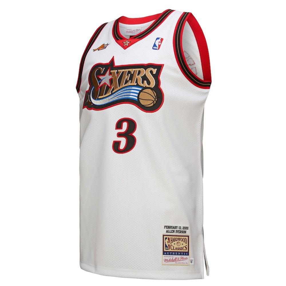 Men's Philadelphia 76ers #3 Allen Iverson White 2000 NBA All-Star Game Authentic Jersey