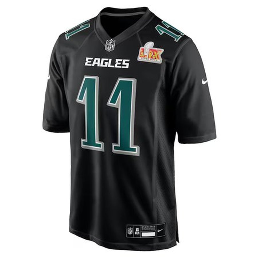 Men's Philadelphia Eagles #11 A.J. Brown Carbon Black Super Bowl LIX Fashion Game Player Jersey