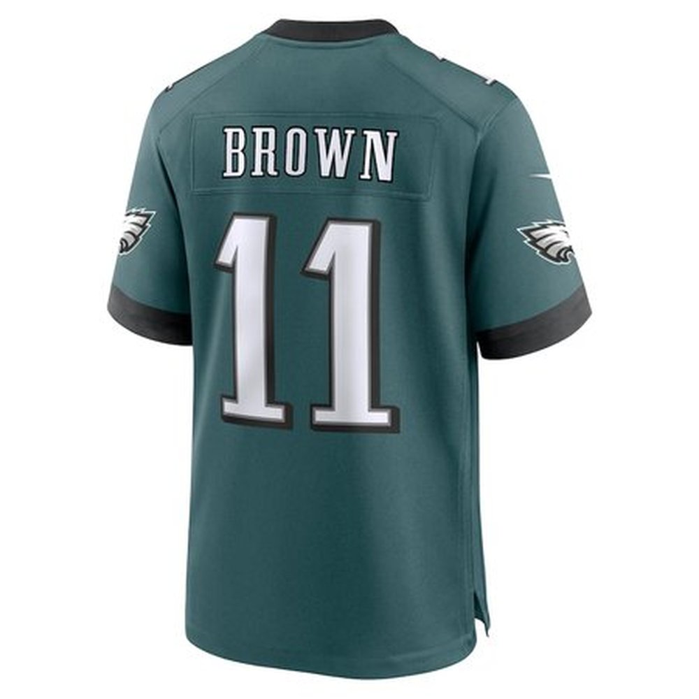 Men's Philadelphia Eagles #11 A.J. Brown Midnight Green Super Bowl LIX Game Player Jersey Men's Philadelphia Eagles #11 A.J. Brown Midnight Green Super Bowl LIX Game Player Jersey