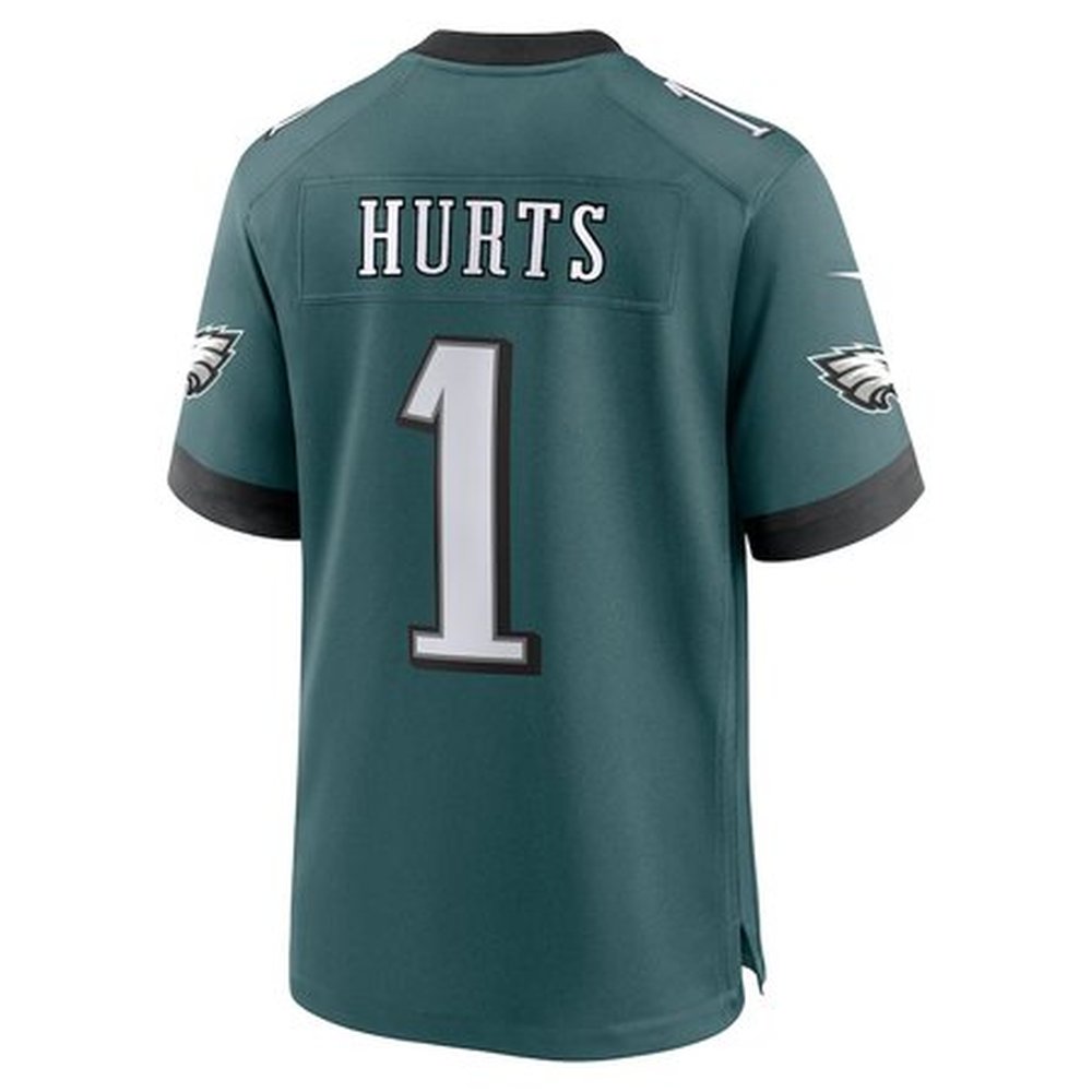 Men's Philadelphia Eagles #1 Jalen Hurts Midnight Green Super Bowl LIX Game Player Jersey